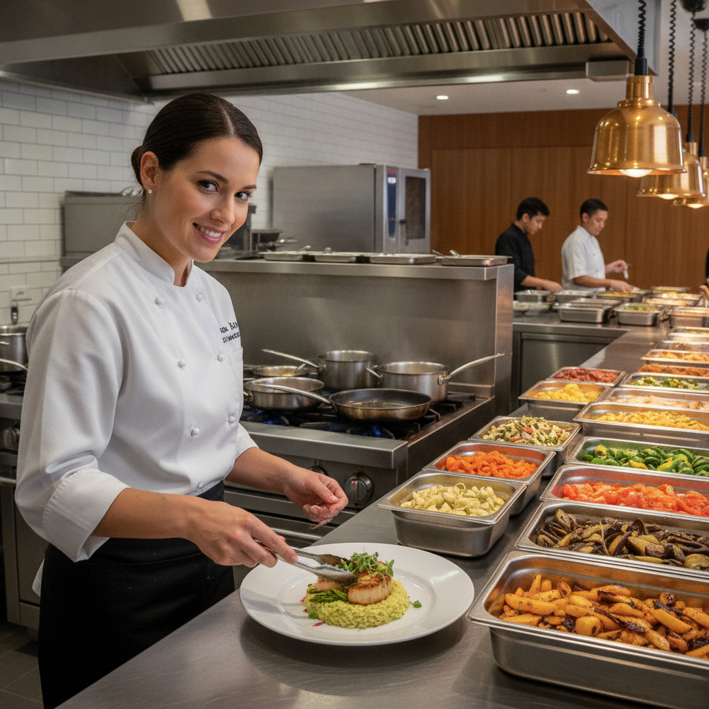 Personal chef in commercial kitchen